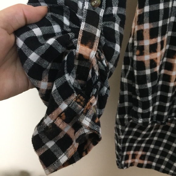 Plaid Flannel Upcycled Bleach Tie Dye Top - Picture 4 of 8
